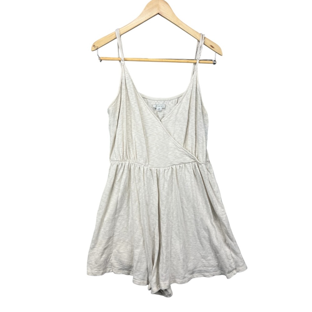 American Eagle Ivory Cotton Romper Jumpsuit Sleeveless Tank Lightweight Women L